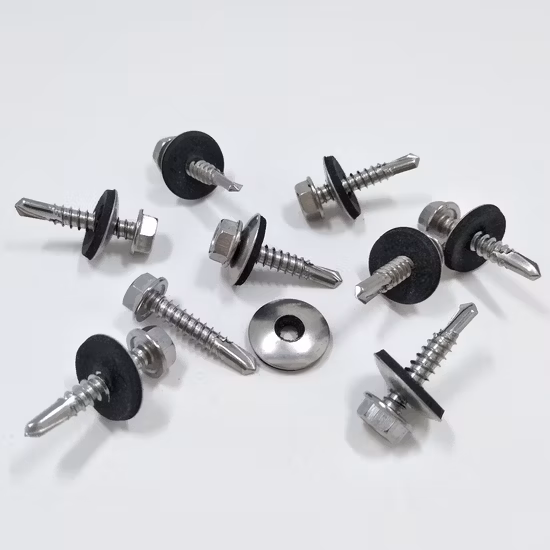 Stainless Steel Screw SS304 SS316 Tornillos Hex Head Self Drilling Screws with Neoprene Rubber EPDM Bonded Washer Self-Drilling Screw